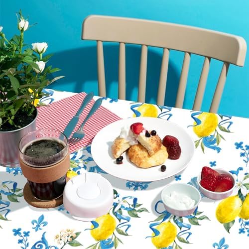 3 Pcs Lemon Tablecloth for Kitchen Party Decor 54x87In