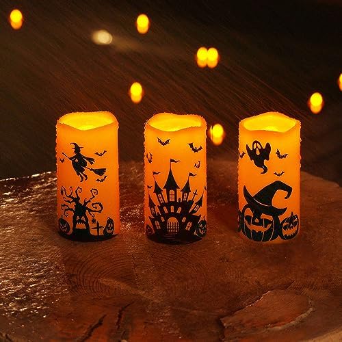 Homemory Halloween Candles Set of 3 with Remote Control