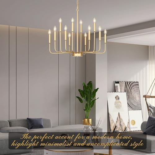 Gifarich 12-Light Gold Chandelier for Dining Room