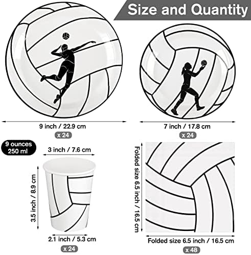 Durony 96 Piece Volleyball Party Tableware Set