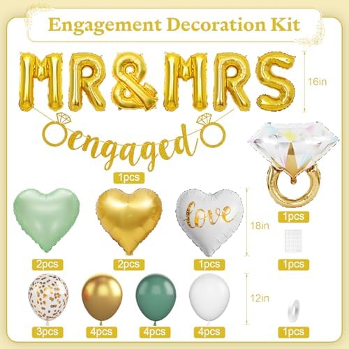 Sage Green and Gold Engagement Party Decor Set