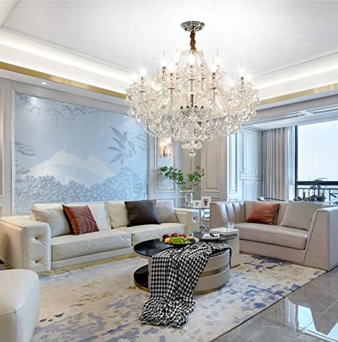 Durahonn 15 Light Crystal Chandelier with Clear Glass Dome