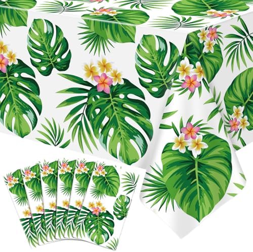 6 Pack Hawaiian Luau Tablecloths with Palm Leaves Design