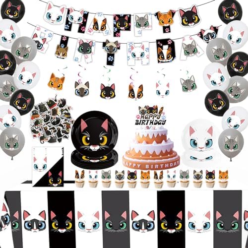 137pcs Cat Birthday Decorations Party Supplies