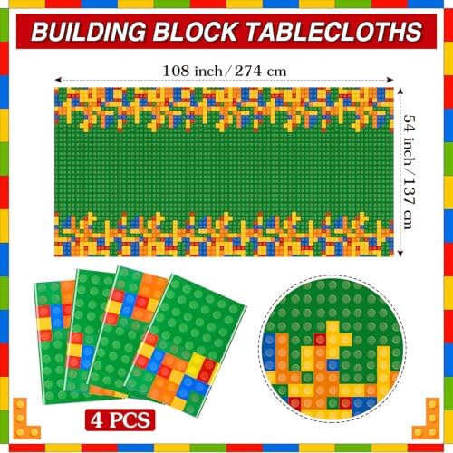 Oudain 4 Pcs Green Building Block Tablecloths