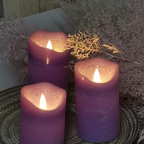 EZiGarden Battery Operated LED Flameless Pillar Candles with Timer and Remote Control 3Pack