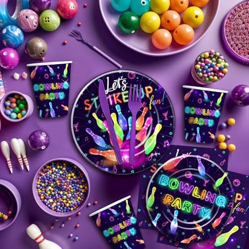Bowling Party Plates Set for 24 Guests
