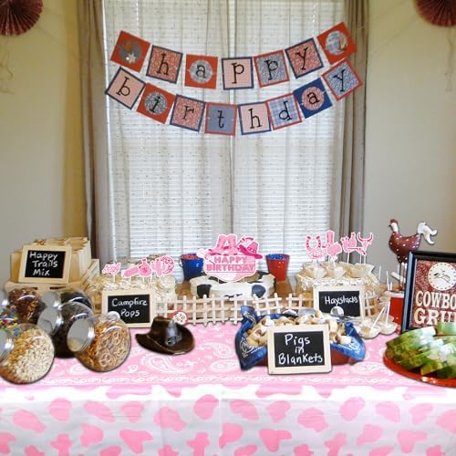 4 Piece Pink Cowgirl Tablecloths - 51 x 86 Inch