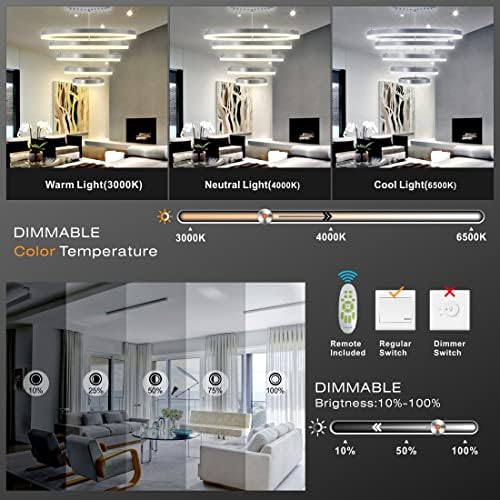 Modern LED Chandelier 5 Rings for Dining Room