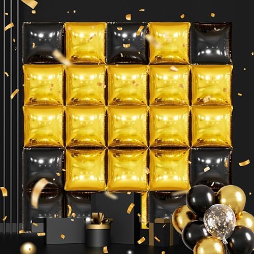 50PCS Black Gold Mylar Balloon Decor Kit