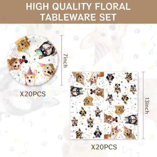 Egami 40pcs Pet Dog Birthday Party Supplies Plates Napkins