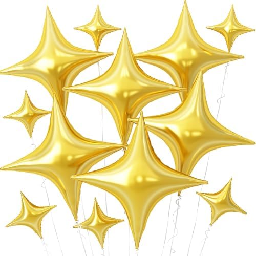 Gold Star Balloons 12Pcs Foil Decorations for Parties