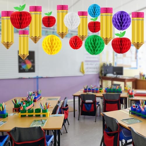 24 Pcs Back to School Hanging Pencil Decorations Set