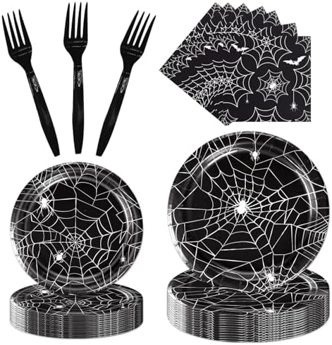 Halloween Spider Web Tableware Set for 24 Guests