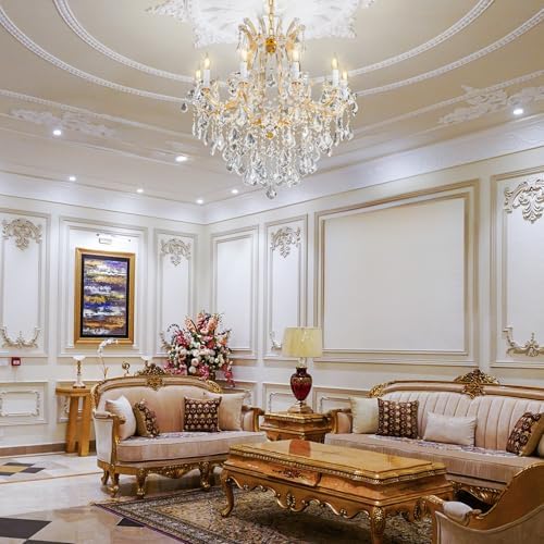 Modern Crystal Chandelier with 10 Lights - Gold Finish