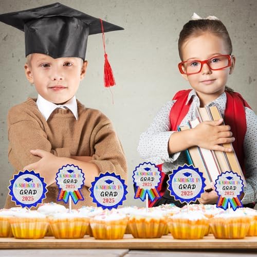 2025 Kindergarten Graduation Cupcake Toppers Set