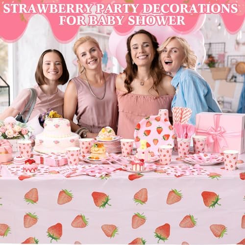 452 Pcs Strawberry Party Decor Set Plates Napkins Cups