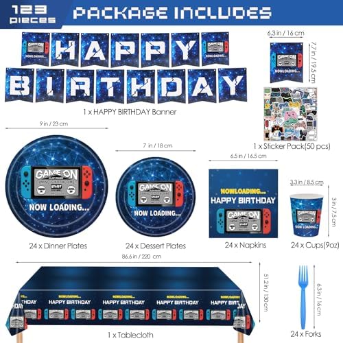 Video Game Party Supplies Set for 24 Guests