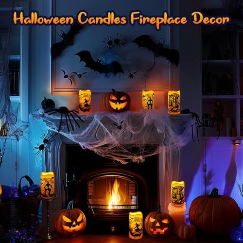 Linkax Halloween Flameless Candles with Decals 3 Pack