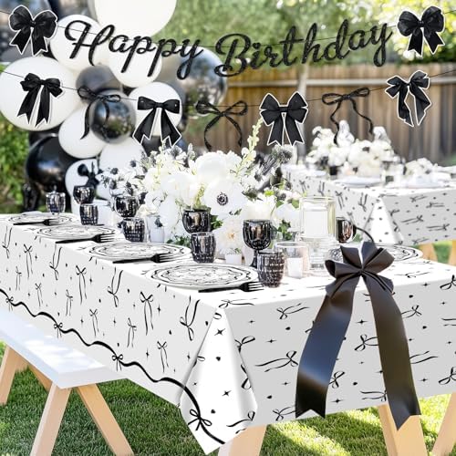 Lecheme Black Bow Birthday Decorations Set