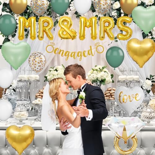 Sage Green and Gold Engagement Party Decor Set