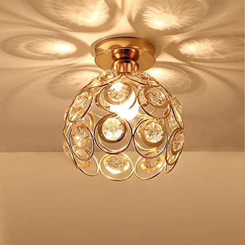 Gold Mini Chandelier Light Fixture with Crystal Shade