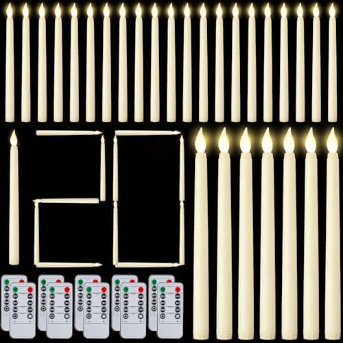 120 Pcs Flameless Taper Candles with Timer and Remote Control