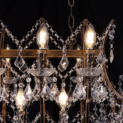 TOCHIC Crystal Chandelier 15 Lights Farmhouse Decor