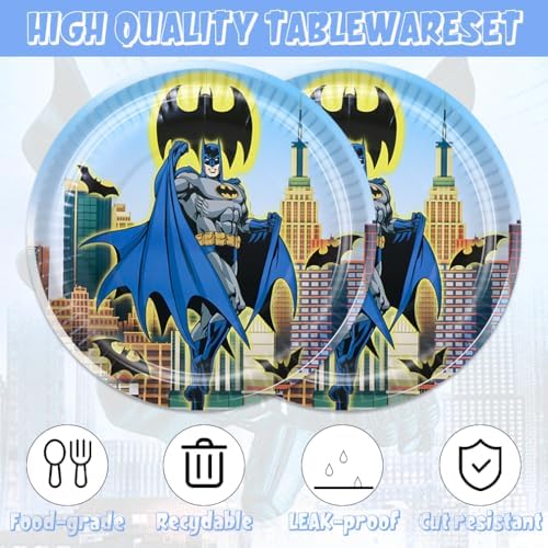 40pcs Batman Birthday Party Decorations with Napkins and Plates