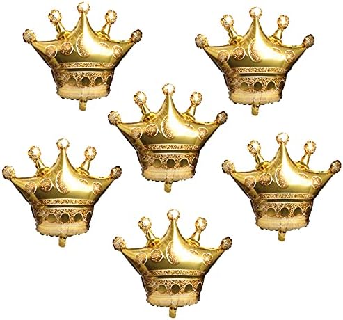 NC 6Pcs Gold Crown Foil Balloons for Party Decorations