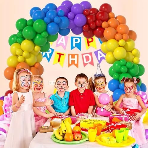 140pcs Rainbow Balloon Arch Kit for Birthday Party Decorations