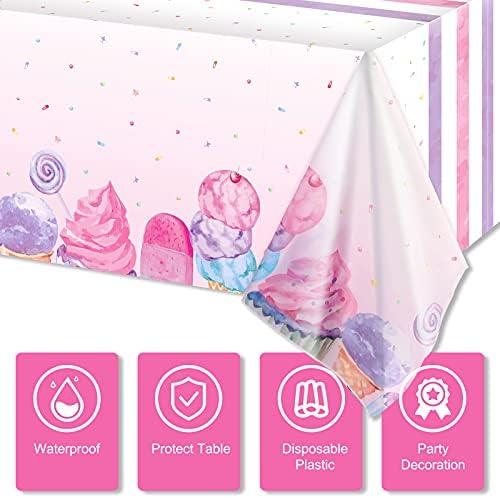 3PCS Ice Cream Themed Tablecloths for Summer Parties