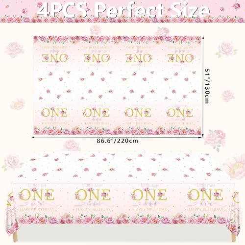 Miss Onederful 8 Pack Floral 1st Birthday Tablecloths 51x87