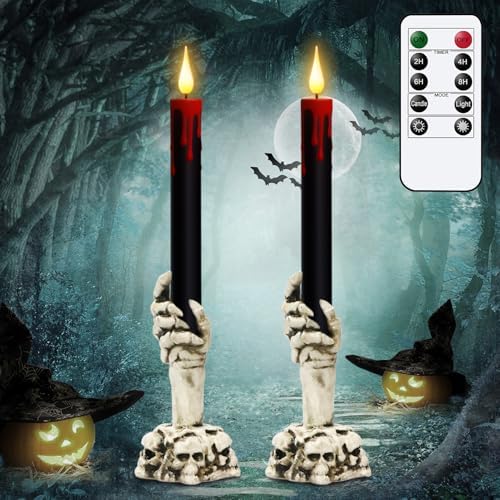 DRomance Flameless Taper Candles with Remote Timer 2 Pack