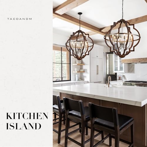 315 Inch 8 Light Farmhouse Chandelier with Red Wood Frame