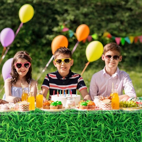2pcs Green Grass Table Cloth for Sports Parties and Picnics