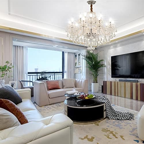 Durahonn 15 Light Crystal Chandelier with Clear Glass Dome