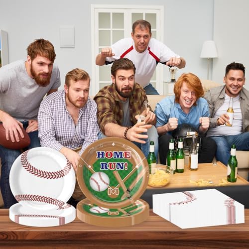 96Pcs Baseball Themed Party Tableware Set for 24 Guests