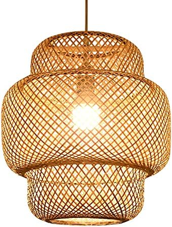 Southeast Asian Style Bamboo Chandelier 1 Light Geometry Lamp Shade