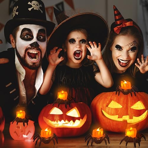 FOIMAS Halloween Spider Flameless Candles 6 Pack