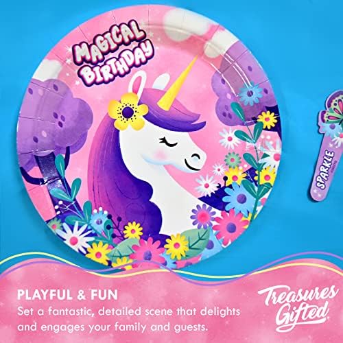 Treasures Gifted 7in Rainbow Unicorn Party Plates 16ct