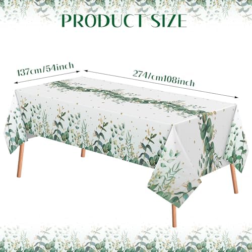 Irenare 6 Pcs Sage Green Plastic Tablecloth for Baby Shower Party