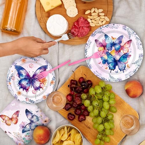Butterfly Plates Napkins Forks Set 24 Guests