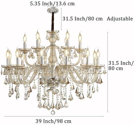 HungGwun Cognac Crystal 18 Light Chandelier