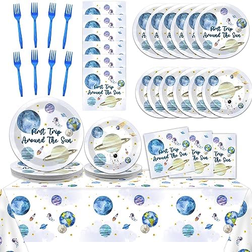 98 PCS Outer Space Themed Birthday Party Tableware Set