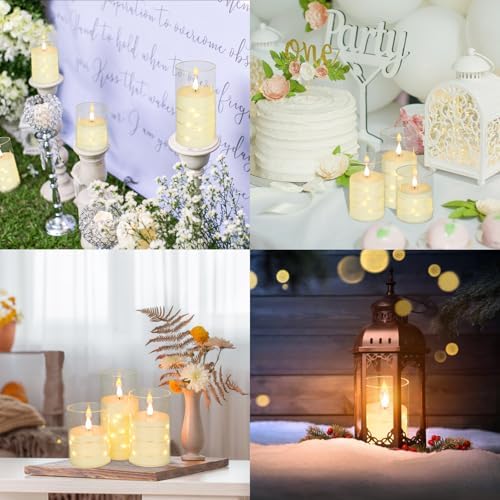 ZenLuGo Flameless Candles with Remote and Star String Lights