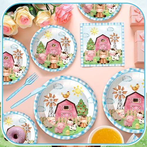 122PCS Farm Animal Party Supplies for 20 Guests