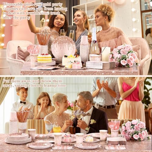 452 Pcs Rose Gold Party Supplies for Birthday Decorations