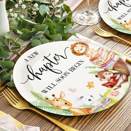 Whaline 96Pcs Storybook Baby Shower Tableware Set