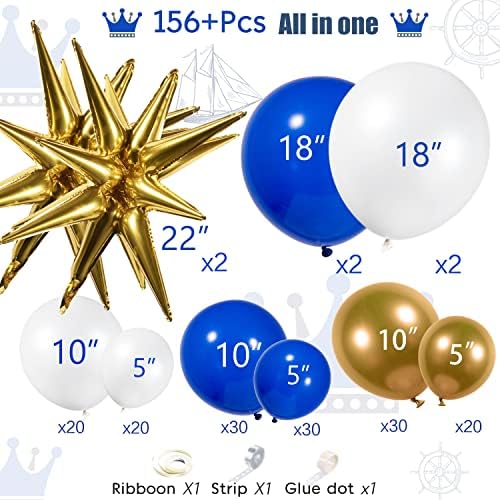 Royal Blue and Gold Balloon Garland Arch Kit 156Pcs